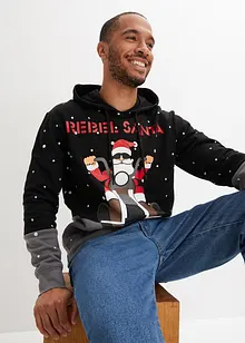 Sweat à capuche en coton bio avec motif de Noël, bonprix