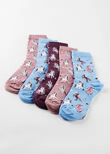 Lot de 5 paires de chaussettes enfant à bord festonné, bpc bonprix collection