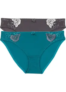 Lot de 2 slips avec broderies, bonprix