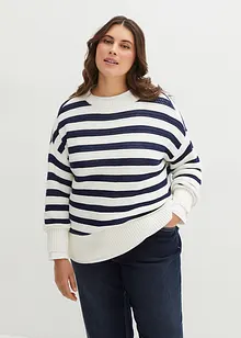 Pull boxy 100% coton en maille ajourée, bonprix