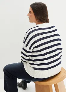 Pull boxy 100% coton en maille ajourée, bonprix