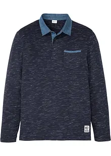Polo manches longues à col tissé, bonprix