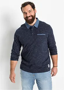 Polo manches longues à col tissé, bonprix