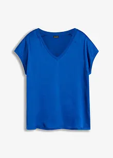 T-shirt avec empiècement en satin, bonprix