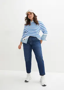 Jean mom taille haute, peu extensible, cropped, bonprix