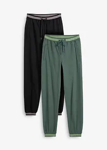 Lot de 2 pantalons molletonnés en coton mélangé, bonprix