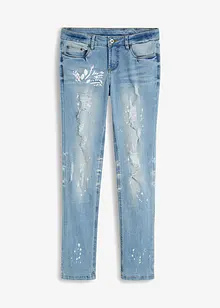 Jean Straight avec effets destroy, bonprix