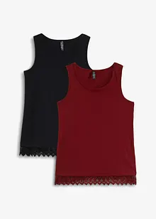 Lot de 2 tops à dentelle, bonprix