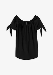 T-shirt col Bardot à détail nœud, bonprix