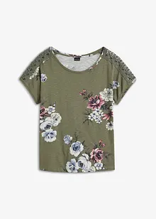 T-shirt imprimé avec dentelle, bonprix