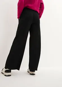 Pantalon large en jersey texturé, taille haute, bonprix