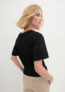 T-shirt manches chauve-souris avec broderie anglaise, bonprix