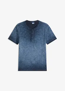 T-shirt col tunisien en 100% coton, aspect délavé, bonprix