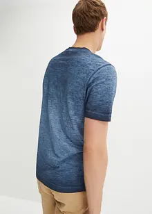 T-shirt col tunisien en 100% coton, aspect délavé, bonprix
