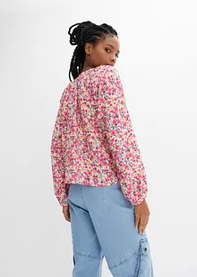 Blouse à fleurs en viscose texturée, bonprix