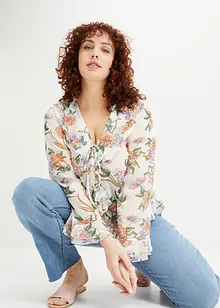 Blouse imprimée à volants, bonprix