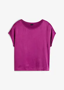 T-shirt avec empiècement en satin, bonprix