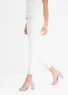 Pantalon stretch avec broderie anglaise, bonprix