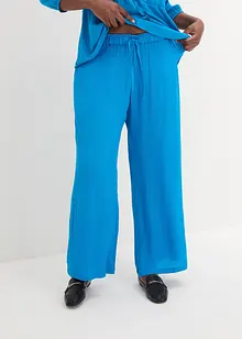 Pantalon large à effet froissé et taille haute entièrement élastiquée, bonprix