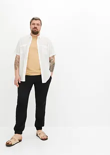 Pantalon taille élastiquée Regular Fit en gaze de coton, Tapered, bonprix