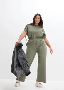 Combipantalon en jersey avec détail froncé aux manches et jambes larges, bonprix