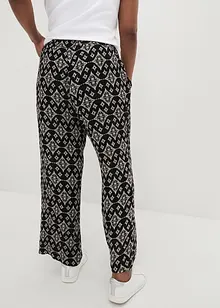 Pantalon en viscose froissée et imprimée avec taille haute élastiquée, bonprix