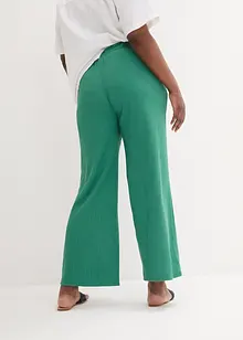 Pantalon large en jersey texturé, taille haute élastiquée, bonprix