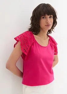 T-shirt à broderie ajourée, bonprix