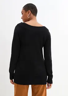 Pull en maille côtelée à encolure bateau, bonprix