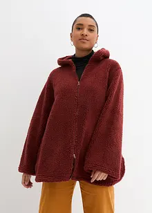 Veste en polaire peluche coupe trapèze avec fentes latérales, bonprix