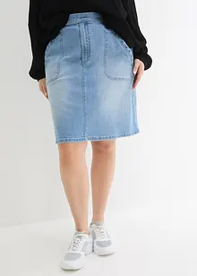 Jupe en jean, taille haute, extensible, bonprix