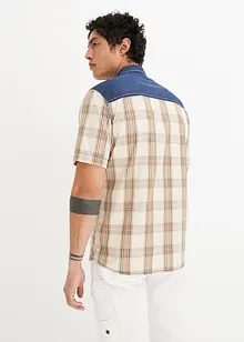 Chemise manches courtes avec empiècement en jean, bonprix