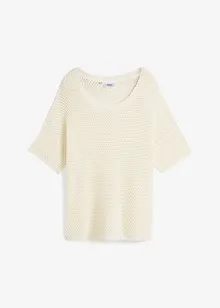 Pull ajouré oversize avec lin, manches 1/2, bonprix