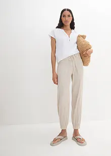 Pantalon sarouel à ceinture smockée en gaze de coton, bonprix