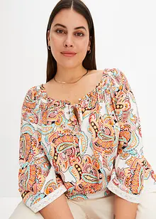 Blouse imprimée à dentelle, bonprix