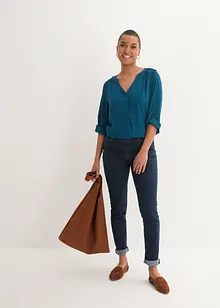 Blouse-tunique en viscose, col V et manches longues, bonprix