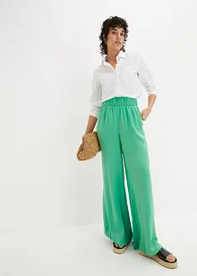 Pantalon palazzo léger et fluide, taille haute et confortable, long, bonprix