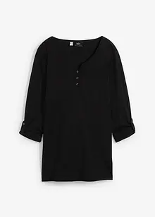 T-shirt manches longues à col boutonné, 100% coton, bonprix