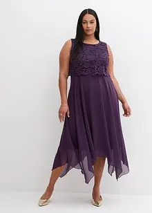 Robe premium en crêpe avec dentelle, bonprix
