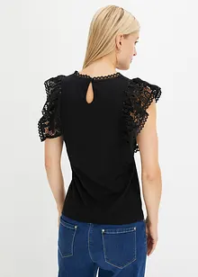 T-shirt à dentelle et volants, bonprix