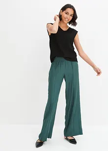 Pantalon à taille élastiquée en crêpe de viscose fluide, bonprix