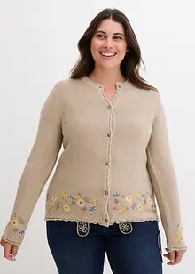 Charmant gilet en maille bavarois à broderies, bonprix