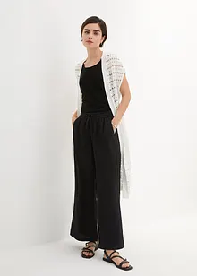 Long gilet sans manches en maille ajourée, bonprix