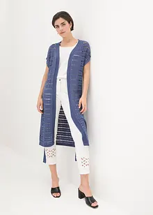 Long gilet sans manches en maille ajourée, bonprix