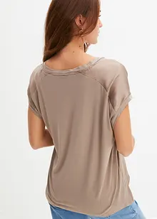 T-shirt avec empiècement en satin, bonprix