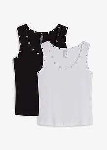 Lot de 2 tops côtelés 100% coton, bonprix