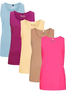 Lot de 5 débardeurs longs 100% coton, bonprix