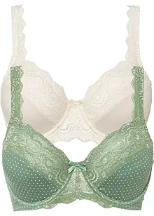Lot de 2 soutiens-gorge à armatures et dentelle, bonprix
