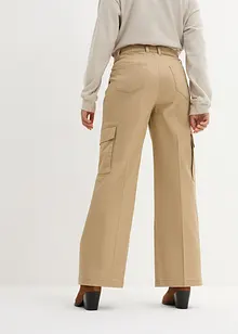 Pantalon cargo Wide Leg à pinces et taille confortable, longueur 7/8, bonprix