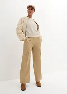 Pantalon cargo Wide Leg à pinces et taille confortable, longueur 7/8, bonprix